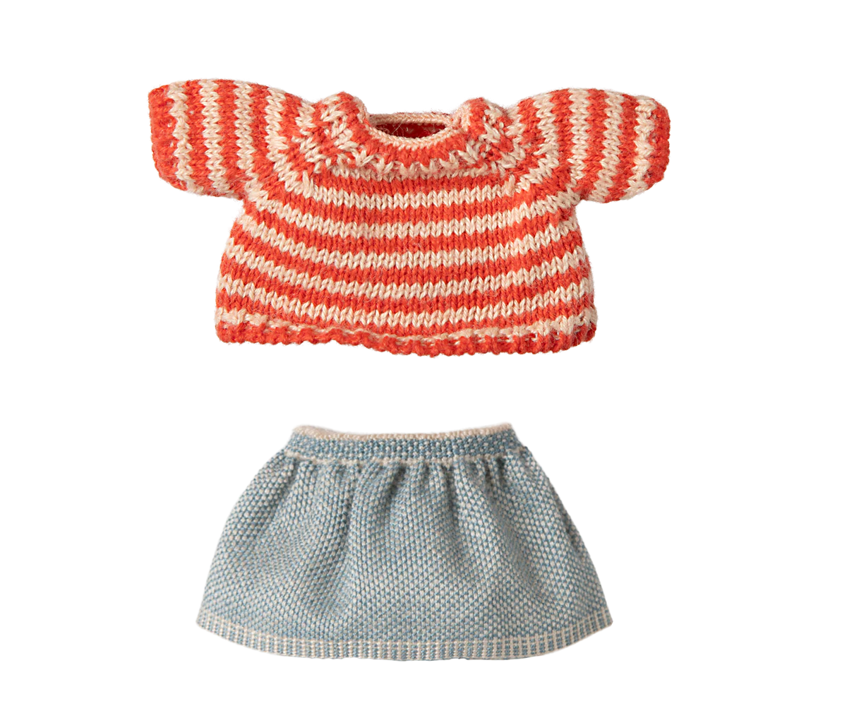 Maileg Knitted sweater and skirt, Big sister mouse
