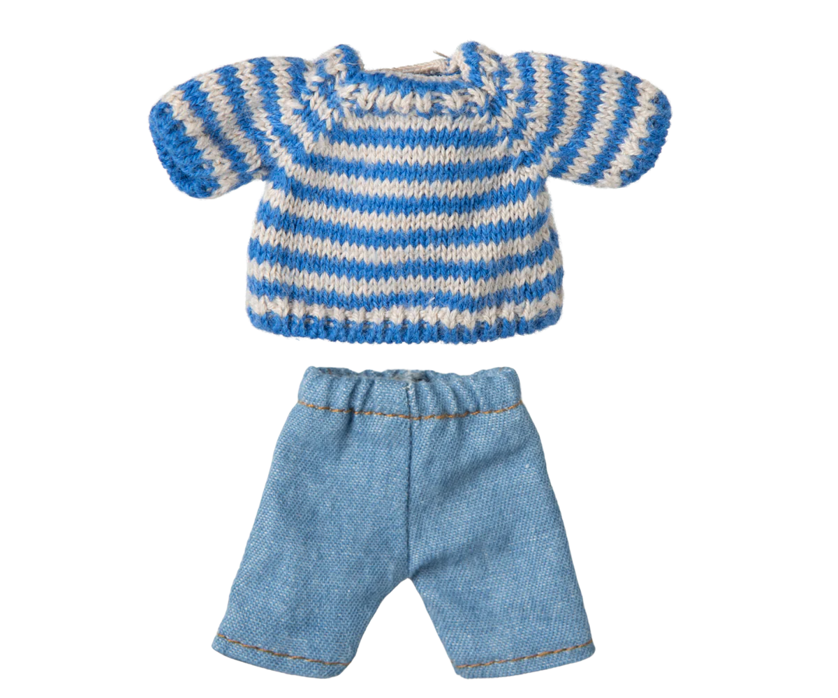 Maileg Knitted sweater and pants, Big brother mouse