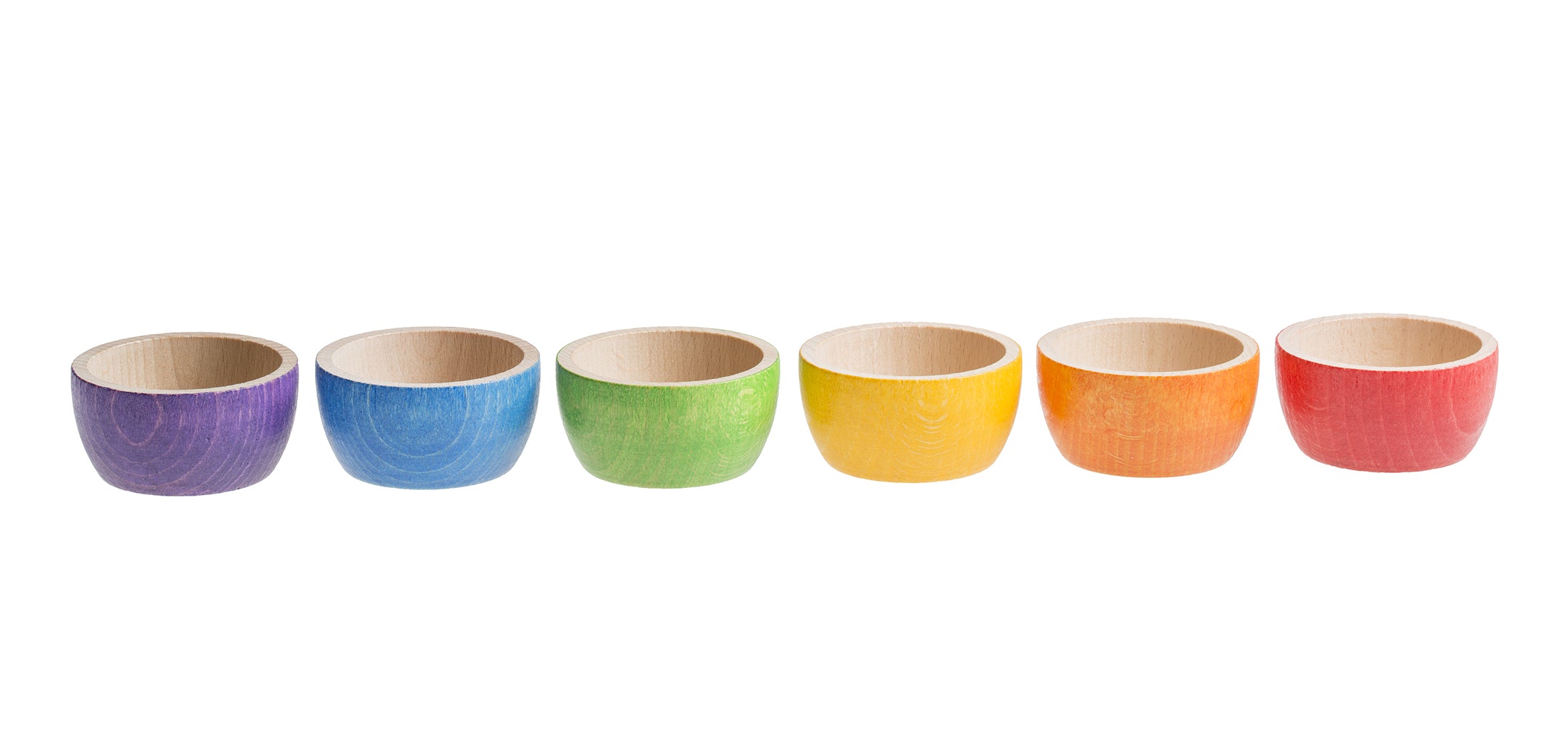 Grapat Six Wooden Bowls In Rainbow Colors European Wooden Toy For Montessori Sorting