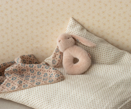 Maileg Rattle Set (Bunny and Rabbit) Mint, Powder, Cream Peach