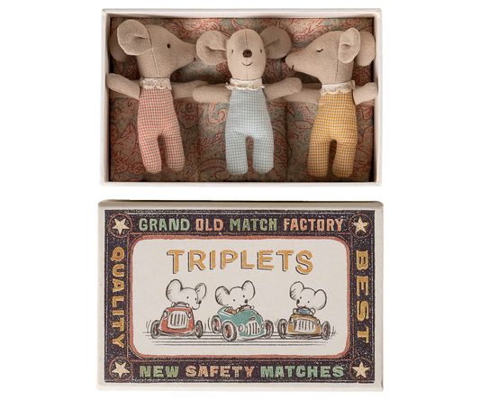 Preorder Maileg Triplets, Baby mice in matchbox - Checker (Expected Delivery: 6.1.26)