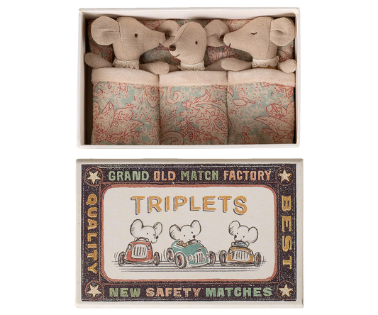 Preorder Maileg Triplets, Baby mice in matchbox - Checker (Expected Delivery: 6.1.26)