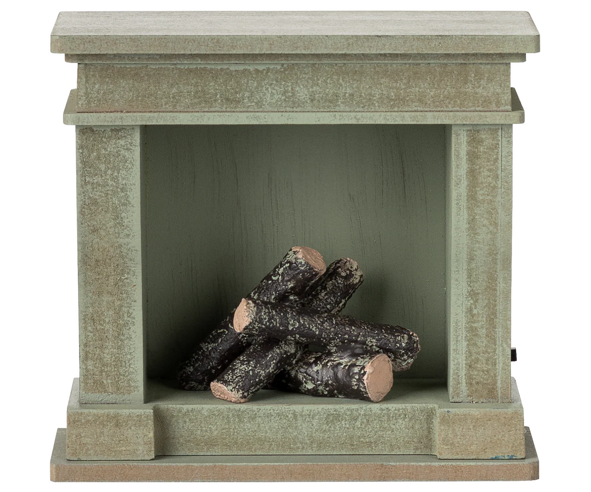 Maileg Fireplace, Miniature - Dusty Green