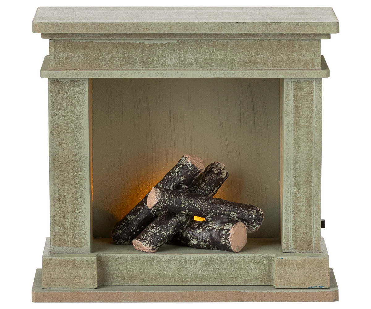 Maileg Fireplace, Miniature - Dusty Green
