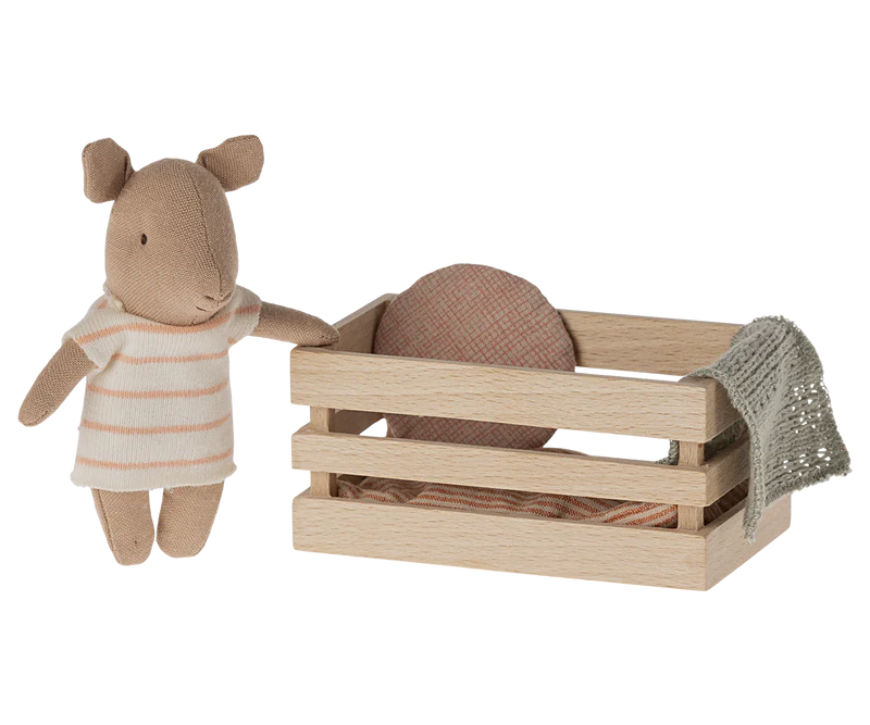 Maileg Baby Pig in Box (Blue, Red, and NEW Coral)