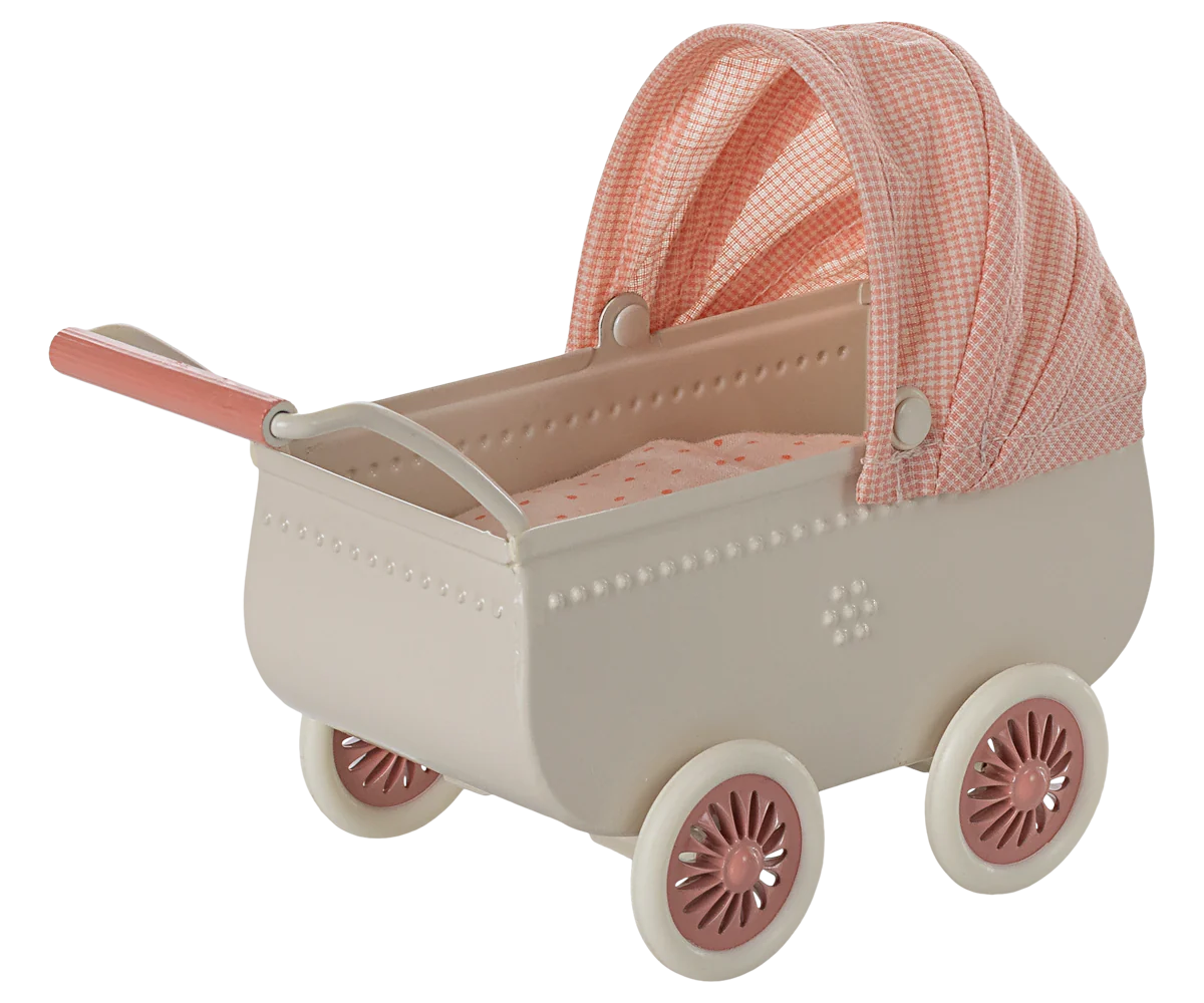 Maileg Pram, Mouse - Coral