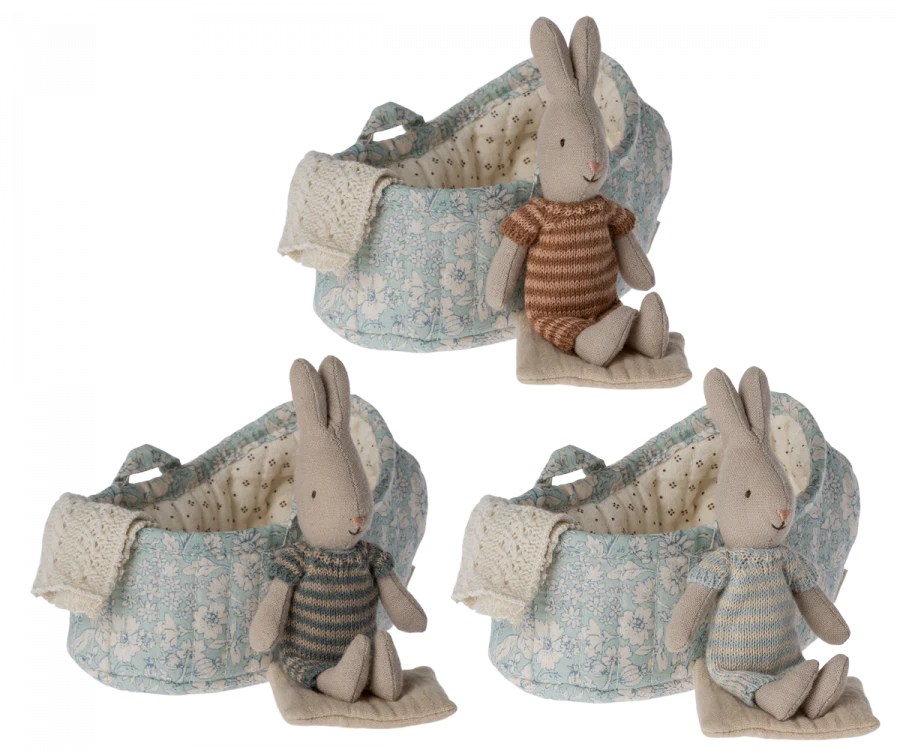 Maileg Rabbit in Carry Cot- Micro