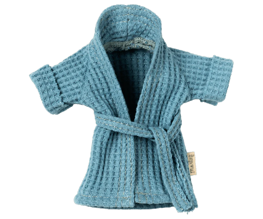 Maileg Bathrobe (Coral and Dusty Blue)