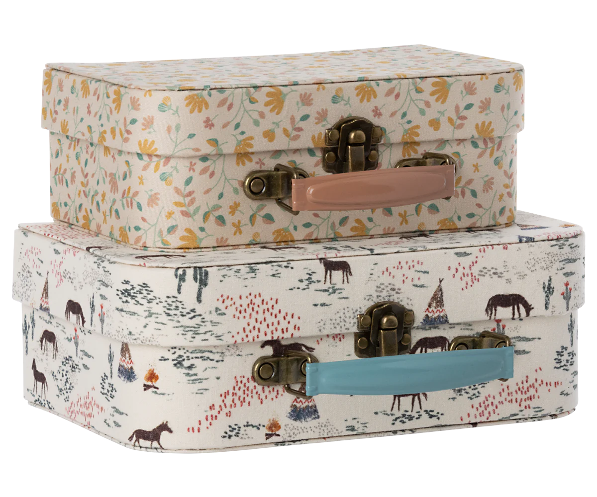 Maileg Suitcases with Fabric - 2pc Set - Chevaux Heureux