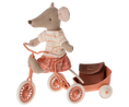 Load image into Gallery viewer, Maileg Tricycle Mouse Big Sister with Bag- Coral
