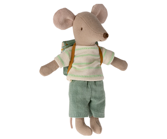 Maileg Tricycle Mouse Big Brother with Bag- Mint