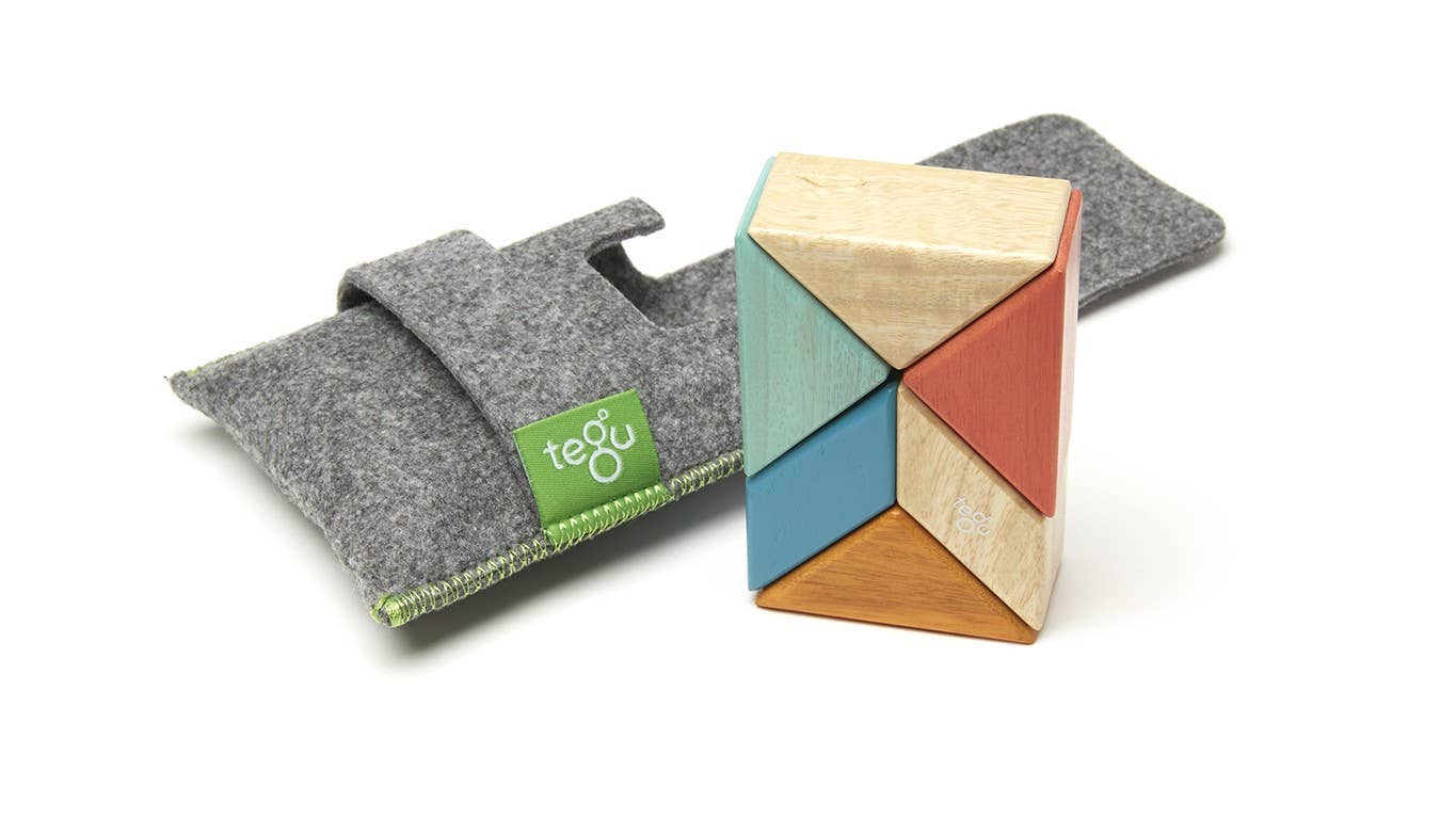 Tegu Pocket Pouch Prism Magnetic Blocks Travel Toy For Kids