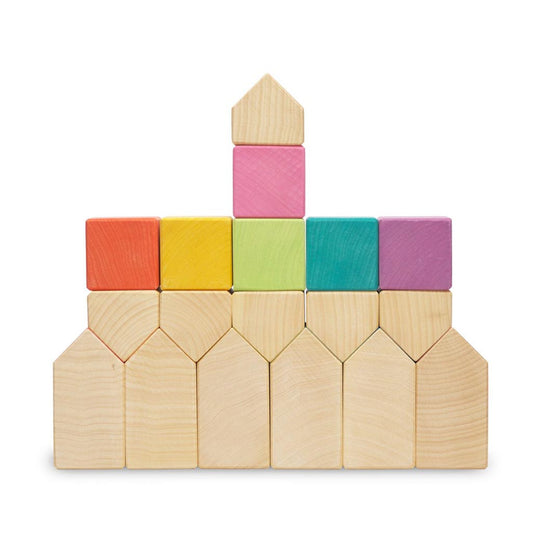 Ocamora Little Houses & Cubes In Rainbow Colors Quality European Wooden Toys