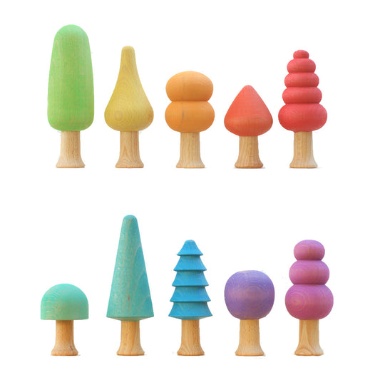 Ocamora 'Bosque' Wooden Forest Trees With 10 Pieces In Rainbow Colors