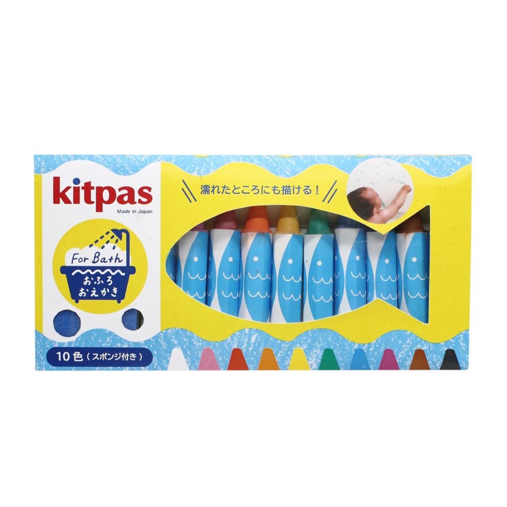 Kitpas Bath Crayons With Sponge For Kids In 10 Assorted Colors