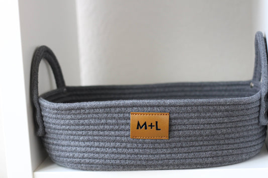 Maple and Lark Gather Rope Basket: Heathered Gray