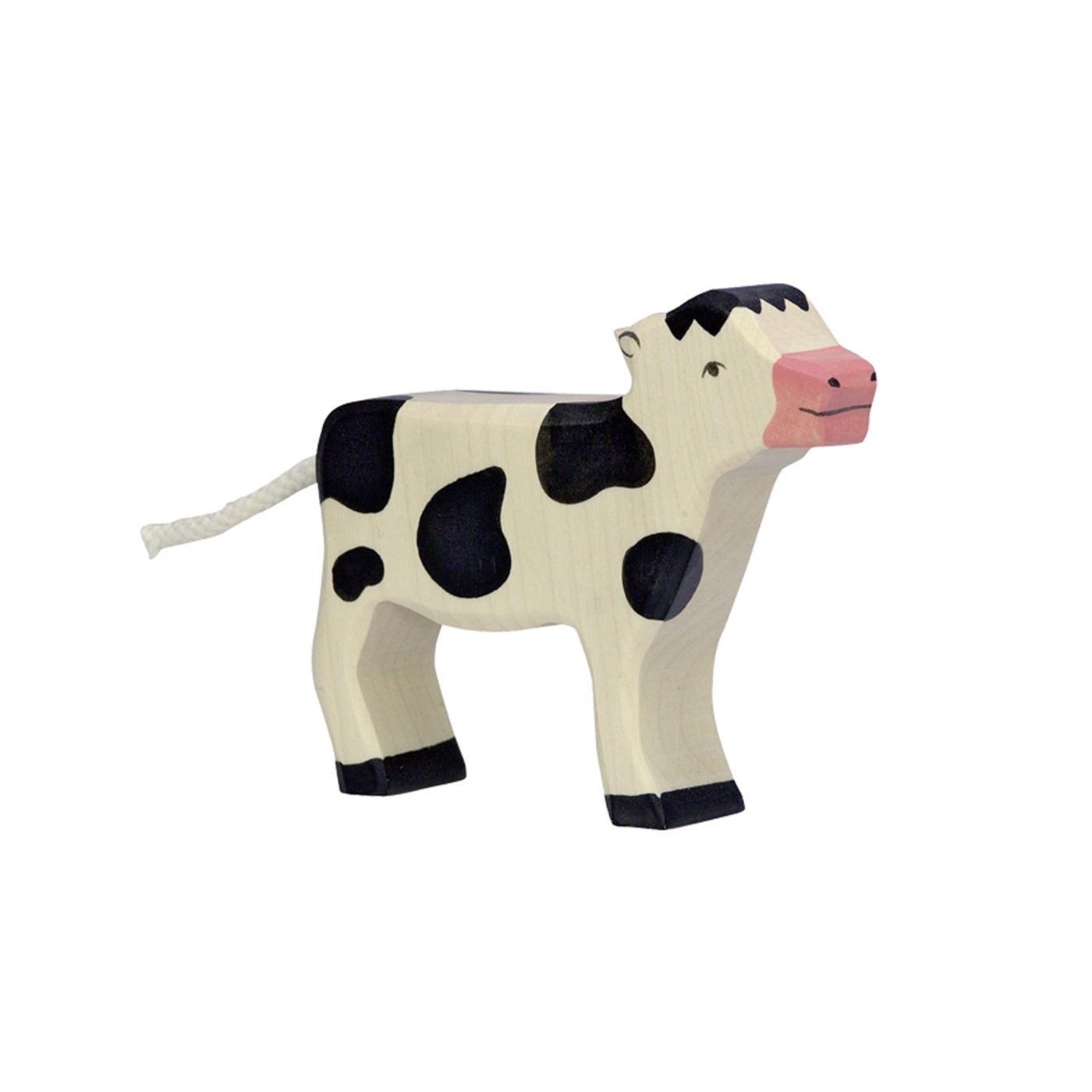 Holztiger Calf Standing, Black Wooden Farm Animal European Toy
