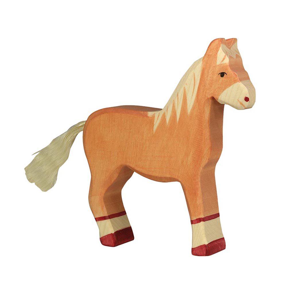 Holztiger Light Brown Horse Standing European Wooden Toy Animal