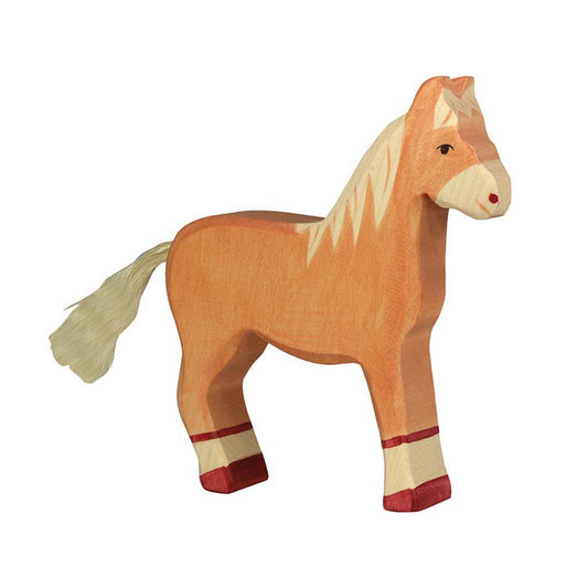 Holztiger Light Brown Horse Standing European Wooden Toy Animal