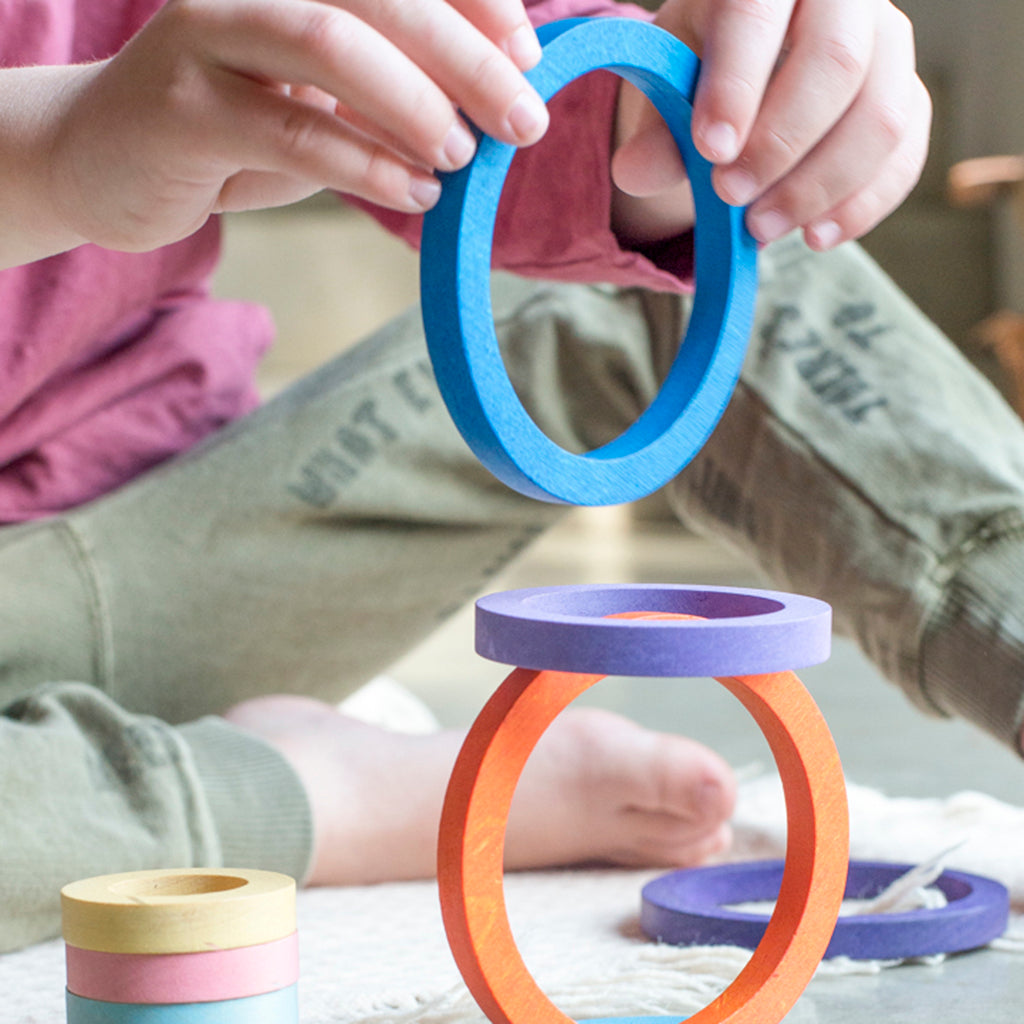 Grapat Nest Rings In Rainbow Colors Quality European Wood Toys