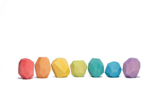Ocamora 7 Rainbow Teniques Wooden Stacking Stones From Europe