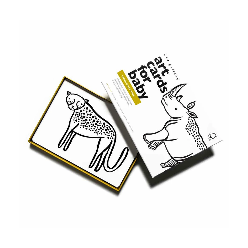 Wee Gallery Art Cards for Baby Safari Animals Black And White