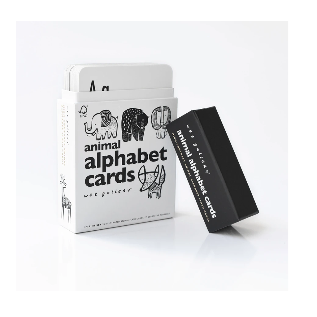 Wee Gallery Animal Alphabet Cards Black And White With Letters