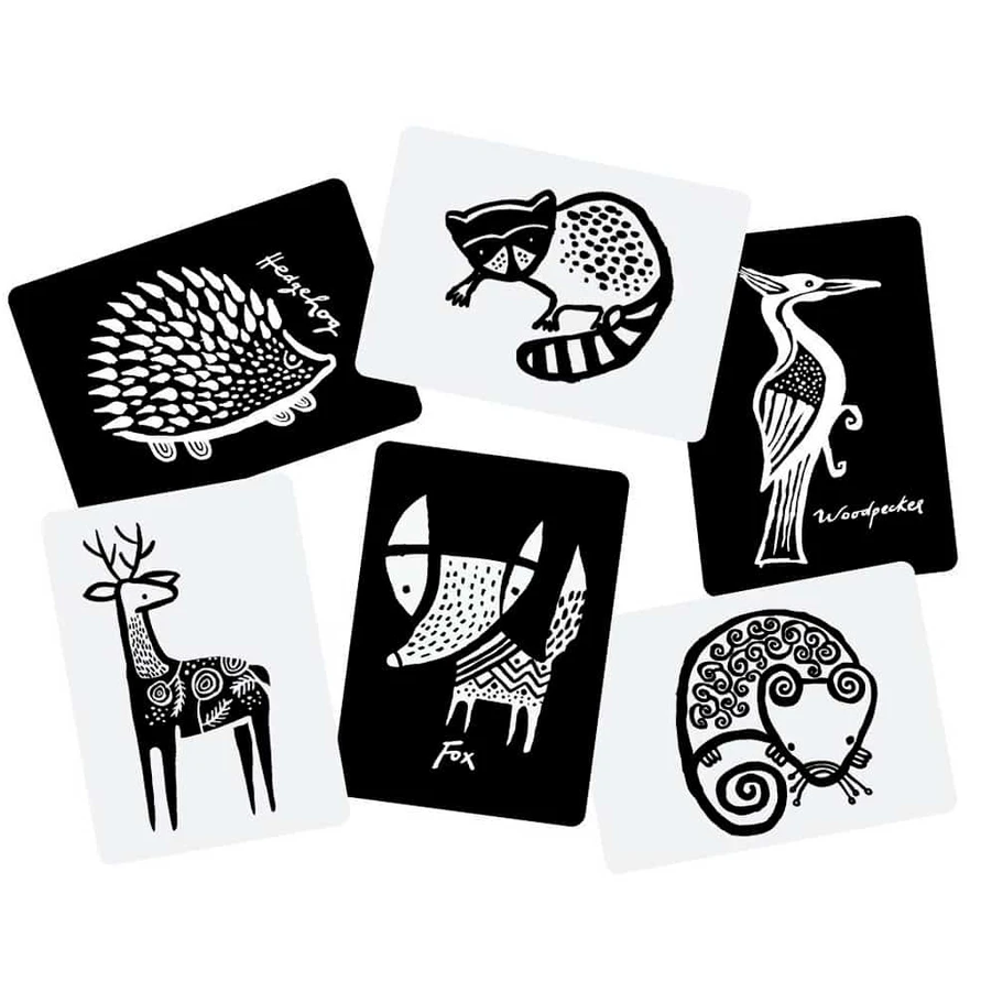 Wee Gallery Art Cards for Baby With Woodland Animals Black And White