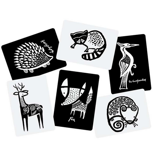 Wee Gallery Art Cards for Baby With Woodland Animals Black And White