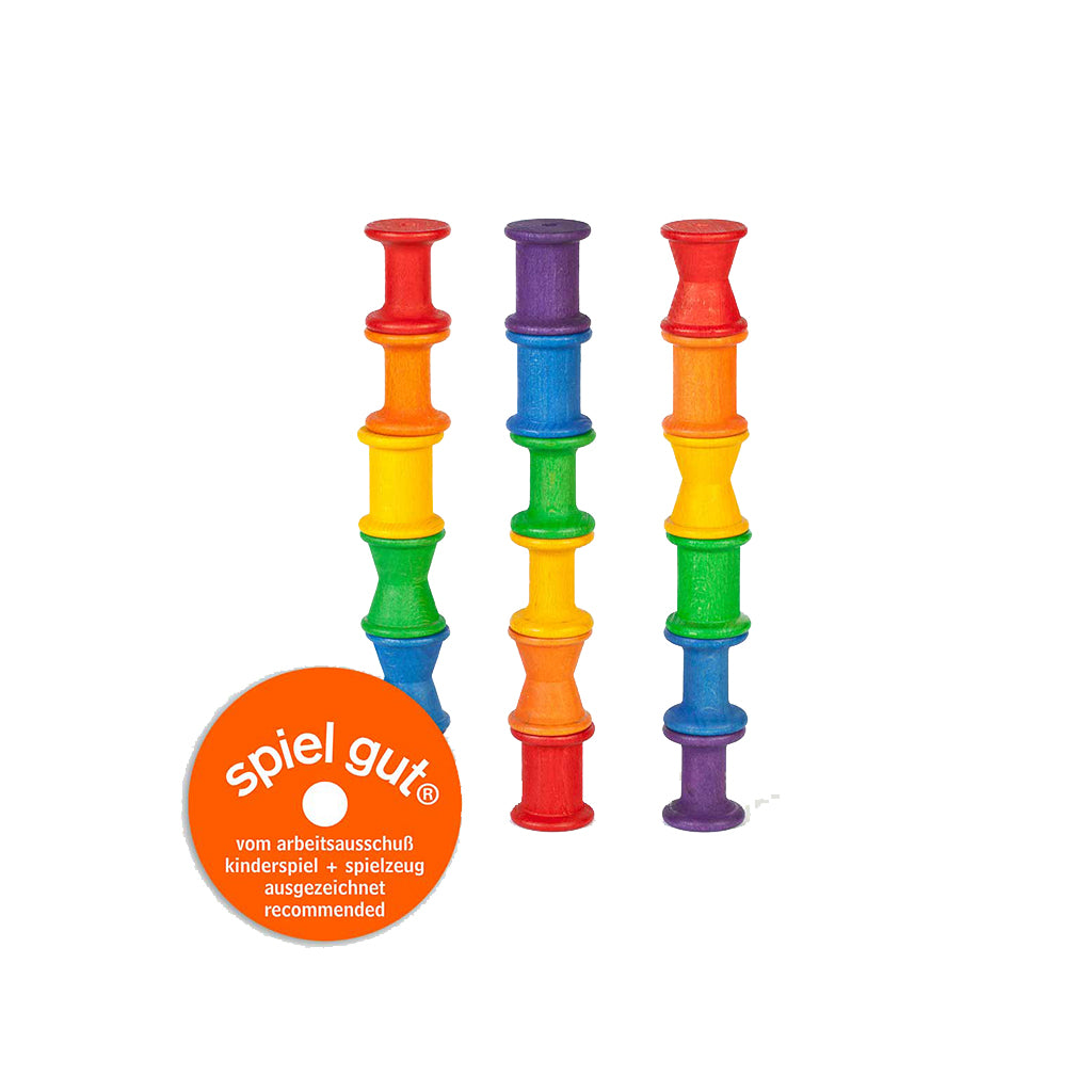 Grapat Wooden Spools Rainbow Color 18 Pieces