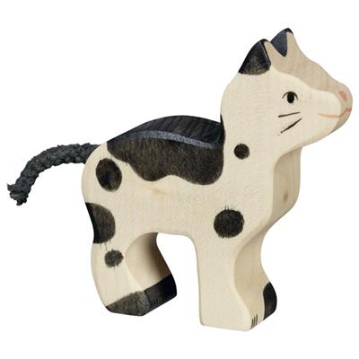 Holztiger Small Black and White Cat Wooden European Toy