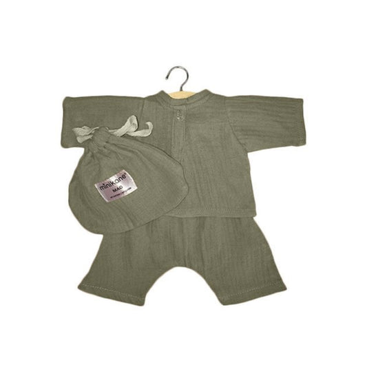 Minikane Doll Clothes Mao Cotton Set In Olive For 13" Dolls (Paola Reina)