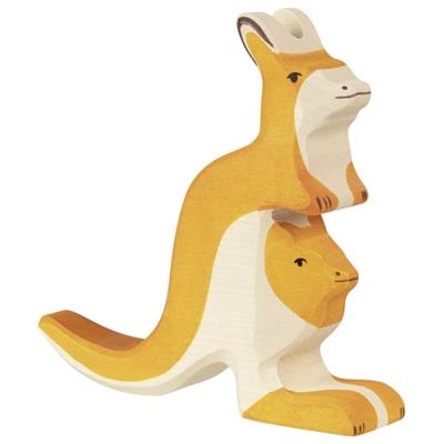 Holztiger Kangaroo with Young Wooden European Toy