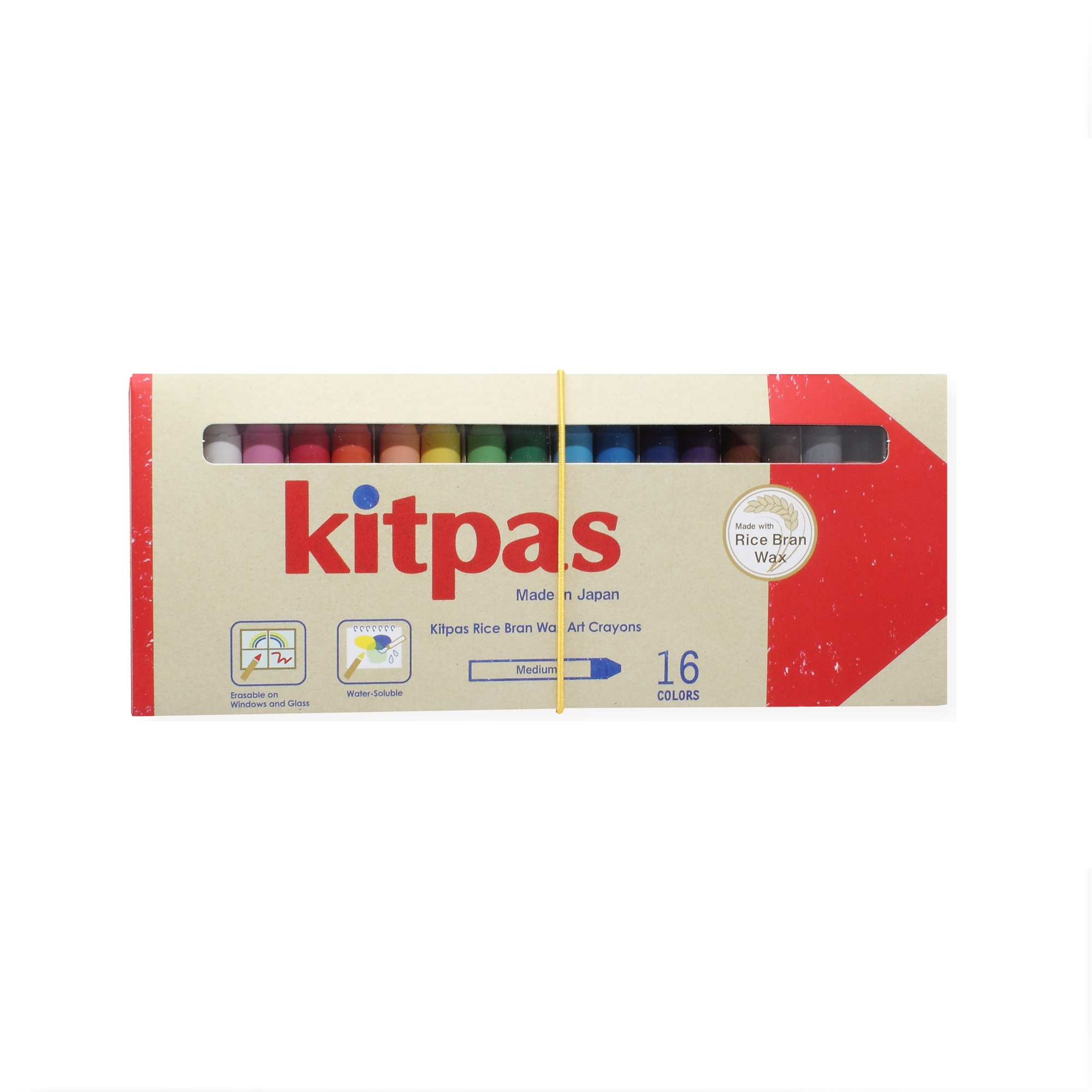 Kitpas Rice Bran Wax Art Crayons 16 Colors