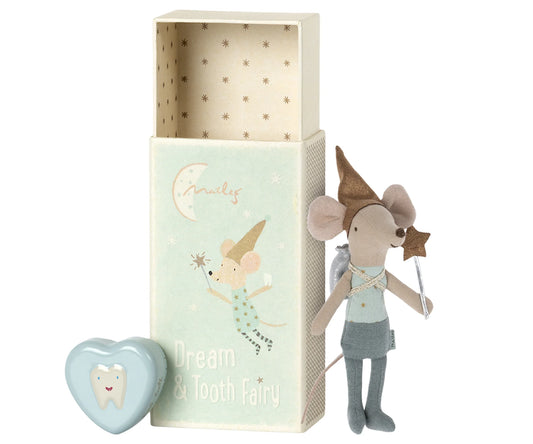 Maileg Tooth Fairy Mouse in Matchbox Blue or Rose 2023