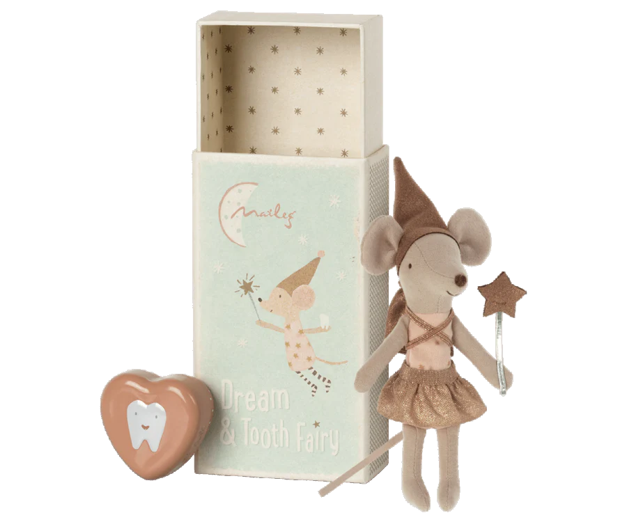 Maileg Tooth Fairy Mouse in Matchbox Blue or Rose 2023