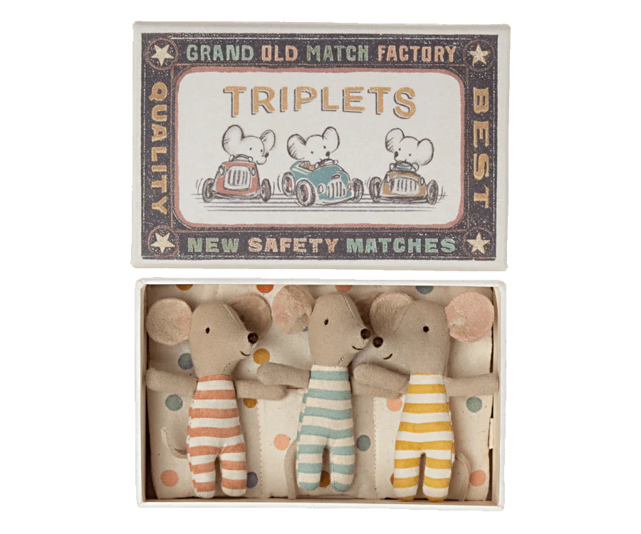 Maileg Triplet Baby Mice in Matchbox