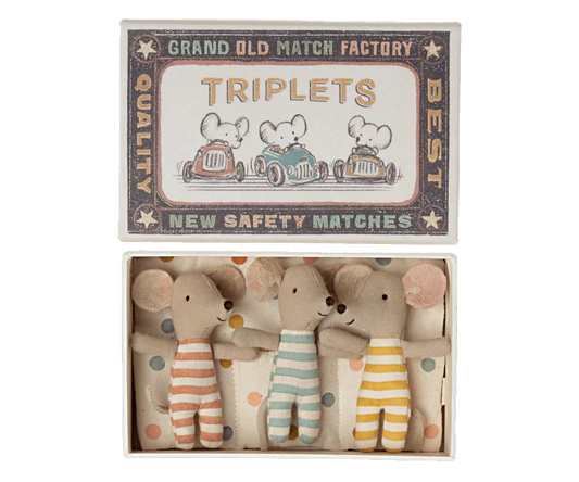 Maileg Triplet Baby Mice in Matchbox